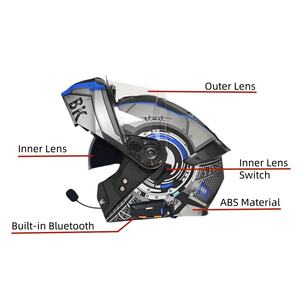 Nouveau <span class=keywords><strong>Casque</strong></span> <span class=keywords><strong>Modulable</strong></span> ABS pour Adultes, <span class=keywords><strong>Casque</strong></span> Moto Ouvert avec Bluetooth, Anti-Choc pour Motocross et Moto - Product Image 3