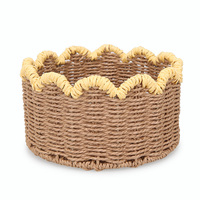 Bord pétoncle décoratif papier corde panier de rangement rond tissé à la main fruits bureau salle de bain boîtes de rangement Pot de fleur bac organisateur