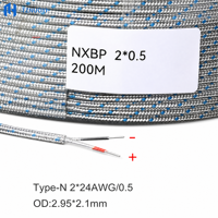 Kabel Ekstensi Termokopel Tipe S untuk Pemanasan Industri Suhu Tinggi 22AWG 0.2mm Berlapis Fiberglass