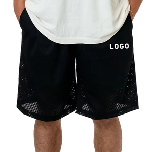 Men's Solid Color Quick Dry Shorts Elastic Waist Mid Length Casual Sport Shorts With Logo Print Front - Product Image 4