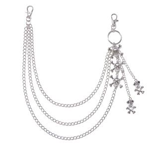 Cadena de cintura metálica con calavera Yueli, colgante pirata de varias capas, estilo gótico hip hop, cadena corporal de moda para uso diario. - Product Image 5