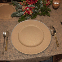 Plateau en plastique PP de luxe doré de 13 pouces pour mariage cuisine famille fête de noël hôtel utilisation plats et assiettes élégants