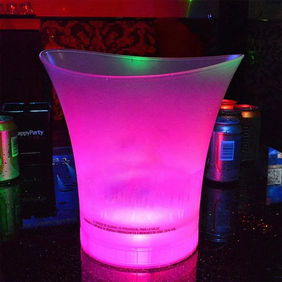 LED Benna di Ghiaccio, 5L Grande Capacità di Vino Secchiello per il Ghiaccio Contenitori per Bevande con Multi Colori Che Cambiano per il Partito/Casa/Bar
