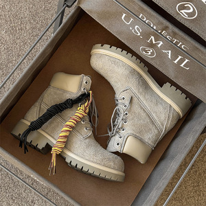 Stivali da Lavoro in Pelle Scamosciata, Stile Hiker, Modello Martin a Collo Alto per Uomo e Donna - Product Image 1