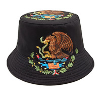 Promotion bon marché Chapeau seau avec impression du drapeau du Mexique Vente en gros Polyester Chapeau seau OEM Chapeau Bob en coton