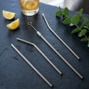 Reusable <b>Drinking</b> <b>Straws</b> Set of 4 Minimalist Cocktail Bar Accessories Straight and Bent Styles <b>for</b> Eco-Friendly Sipping - Product Image 3