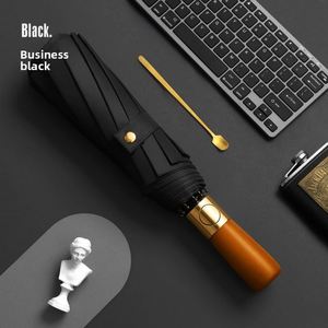 Paraguas de Negocios Totalmente Automático para Hombre, Tamaño Grande, Mango de Madera Natural, Resistente al Viento, Bloqueador de Luz, Regalos Empresariales - Product Image 1
