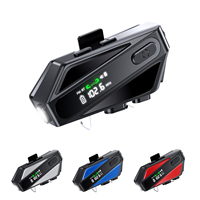Casque de moto avec interphone double personne V5.3, lumière LED, étanche IPX6, réduction de bruit ENC, Type-C, sur oreille, carte TF 128M-128G, mains libres