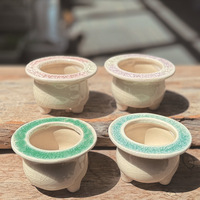 Ensemble de pots à succulentes en céramique transfrontaliers, petits pots glacés à effet craquelé pour plantes vertes et cactus, décoration de bureau