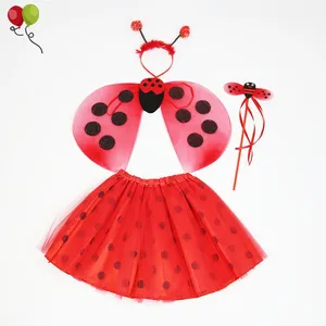 Saia tutu de borboleta para meninas, traje de fada, aniversário, festa, vestido para halloween, ladybug, fantasia, asas, saia tutu kd1939