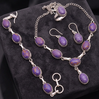 Ensemble de bijoux en argent sterling 925, collier, bracelet, ensemble de bijoux en turquoise cuivre violet naturel, bijoux faits à la main
