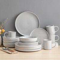 Service de table en porcelaine grise émaillée, assiette à steak et tasse créatifs de style occidental, kit personnalisé, compatible lave-vaisselle, écologique