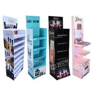 Mobiliário de exposição cosméticos para piso de papel de varejo de merchandising, suporte de exposição de papelão para esmalte