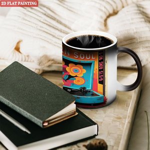 Tasse Magique Givrée 11oz en Céramique Noire à Changement de Couleur Activé par la Chaleur pour la Maison - Product Image 2