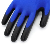 Gants de sécurité en nitrile noir avec paume enduite de mousse, doublure en nylon bleu foncé 15G, résistants à l'abrasion, pour travaux industriels