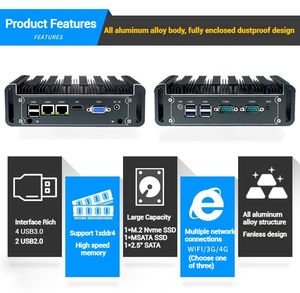 Mini Computadora Industrial Integrada Sin Ventilador de 11.ª Generación con Core I7-1185G7, Pentium 7505U, Win11, Doble LAN, RS485, HD, VGA, Mini Servidor - Product Image 6