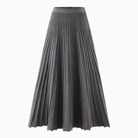 Jupe midi en laine tricotée élégante pour femme, style « Old Money », taille empire, plissée, coupe trapèze, pour l'hiver