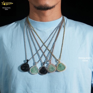 <span class=keywords><strong>Pendentif</strong></span> Bouddha en <span class=keywords><strong>Jade</strong></span> Vert Personnalisé Hip Hop en <span class=keywords><strong>Argent</strong></span> Sterling 925 de Luxe avec Diamants Moissanite de Couleur D VVS - Product Image 2