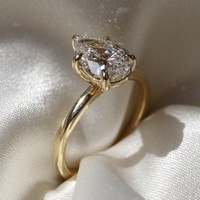Bague de fiançailles en forme de poire GRA VVs personnalisée en argent sterling 925 plaqué or pour femmes hommes bijoux 1 3 4 5 carats