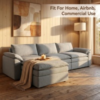 Canapé modulaire Chesterfield à trois places en tissu, assemblage facile, canapé carré, modules amovibles, structure en forme de L, emballé plat