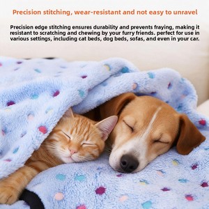 Voor Coral Polka Dot Verdikte Warme Huisdierdeken Fleece Flanel Hond Kat Quilt Hondenbedmat - Product Image 3