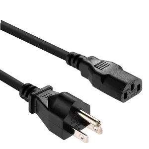 Kabel Daya Komputer AC colokan US grosir kabel tembaga C13 untuk mesin listrik kabel daya pc untuk pelurus rambut
