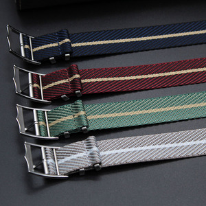 สายนาฬิกาไนลอนสานแบบเฉียง,สายนาฬิกาแบบ<span class=keywords><strong>ปรับ</strong></span>ได้สีดำสีเขียวครีมขนาด18 19 20 21 22มม. - Product Image 6