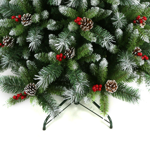 Sapin de Noël artificiel en PVC de haute qualité avec cônes de pin et baies rouges, décorations de Noël réalistes pour l'extérieur, jardin, cour, terrasse - Product Image 5
