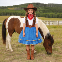 Costumes de danse jazz pour filles OEM ODM, costumes de cow-boy pour enfants, ensemble de robes de jeu de rôle pour fêtes, polyester avec chapeau