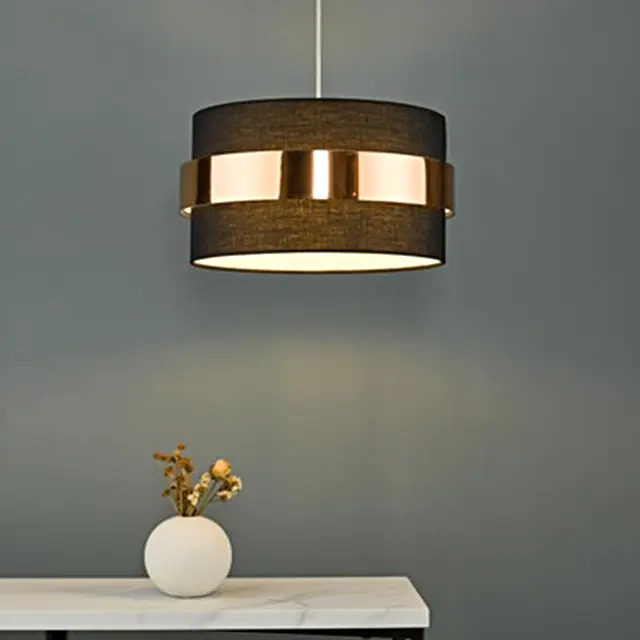 도매 북유럽 간단한 드럼 블랙 코튼 펜던트 램프 쉬운 매달려 침실 홈 장식