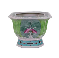 Pot de fleurs carré en céramique décoratif de style chinois antique peint à la main de Jingdezhen, motif chou frisé