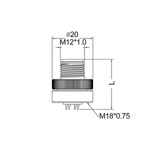 Разъем M12 8-контактный X-типа, штекерный, прямой, для монтажа на переднюю панель, с экранированием, под пайку - Product Image 2