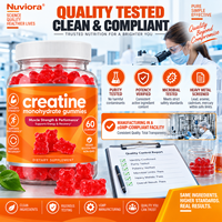 Gummies de créatine monohydrate en gros, marque privée OEM, pour hommes et femmes, 60 unités, force et performance musculaire*, végétalien, GMP