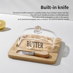 Pot à beurre avec couvercle en verre pour comptoir, boîte à beurre en bois avec poignée à bouton, durable et robuste - Product Image 3