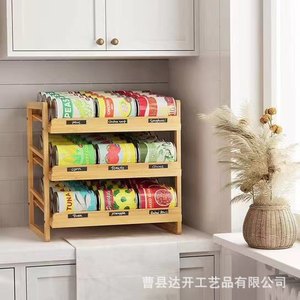 Étagère de rangement de cuisine en bois massif à 3 niveaux, organisateur de garde-manger multifonctionnel pour l'organisation des conserves - Product Image 2