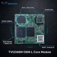 Module OSM Techvision 2346M MTK G720 Octa-Core 9TOPS NPU 4K60fps EDP MIPI-DSI 2xCSI Android15 Yocto Smart Retail 45x45mm