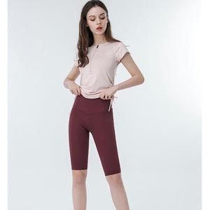 Wholesale Women Slim Fit Half <b>Zipper</b> Athletic T-Shirt Adjustable Side Drawstring Yoga <b>Top</b> Running Sports Workout Pilates Shirts - Product Image 3