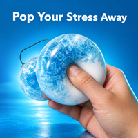 Lot de 6 balles anti-stress à presser en gel Ice Flow, coque souple transparente, cœur bleu, pour bureau, cadeau, bureau