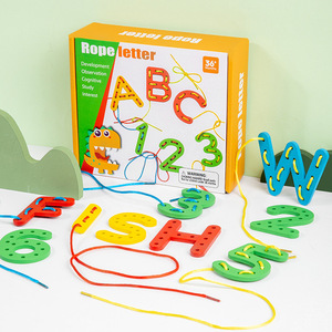 Il più venduto <span class=keywords><strong>in</strong></span> legno blocchi di esercizio per la coordinazione occhio-mano giocattolo educativo precoce per bambini numero lettera cognizione corda allacciatura - Product Image 6
