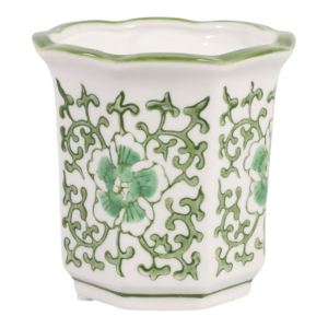 Candela profumata in ceramica scanalata con motivo floreale verde, candela a pilastro per decorazioni interne ed esterne - Product Image 1