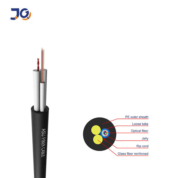 Jiqian YOFC/Fiberhome Fibra Optica Cable ASU 12 Hilos 100m Single Mode G652D HDPE Sheath FCC Certified Span Exterior Aerial Mini