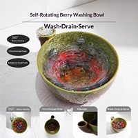 Bol en céramique à motif de baies, bol rotatif pour laver les fruits, passoire multifonctionnelle rotative pour légumes et fruits