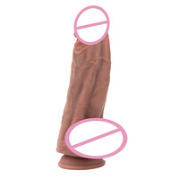 Dildo realista de silicona líquida súper gruesa con ventosa, juguete sexual, dildo grande para mujeres