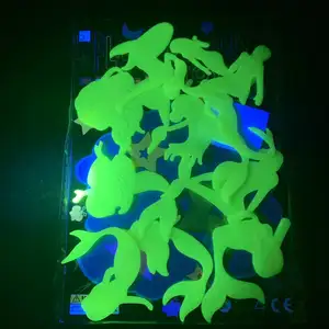 10 conjuntoGlow-in-the-dark sereia marinho animal fluorescente decoração home dos desenhos animados sereia princesa brilho adesivo de parede