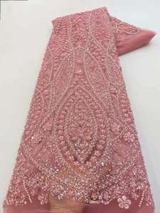 <span class=keywords><strong>Vente</strong></span> directe de tissu en dentelle française blanche à perles - Product Image 6