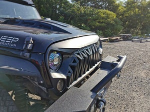 Parrilla Delantera Modificada para Jeep Wrangler JK/JKU <span class=keywords><strong>Rubicon</strong></span> Sahara Sport 2007-2018, ABS (Negro Mate) - Product Image 3
