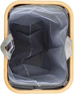 Panier à linge pliable élégant en tissu Oxford, grand format, avec panier en bambou, pour rangement pratique des vêtements sales - Product Image 4