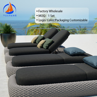 Rattan Sun Loungers Bett mit Rädern Schwimmbad bett Patio Schaukeln Rattan Triangle Sun Sofa Lounger Daybed