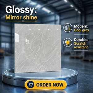 กระเบื้องปูพื้นขายดี 60x60 ซม. เคลือบเงา เซรามิกพอร์ซเลน สีเทา สำหรับตกแต่งภายในสไตล์โมเดิร์น ปูพื้นและห้องนั่งเล่น - Product Image 6