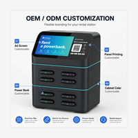 Borne de partage de batteries externes de bureau à 8 emplacements avec écran intégré – Solution de recharge mobile commerciale